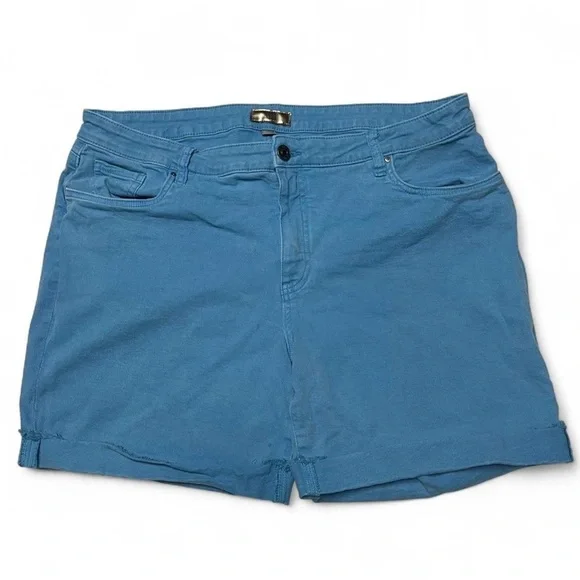 Kut From the Kloth Catherine Boyfriend Denim Short Mid Length Teal Women's Sz 20 - Picture 1 of 7